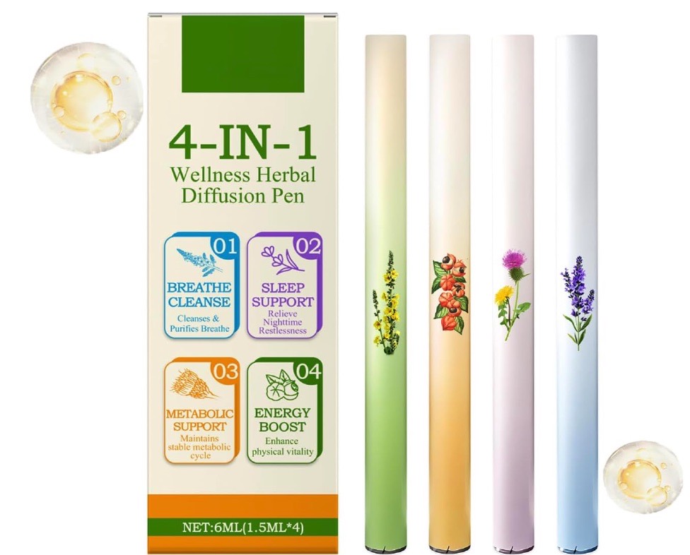 Rootwell 4-i-1 Wellness Herbal Diffusion Pen med eske og fire fargevarianter